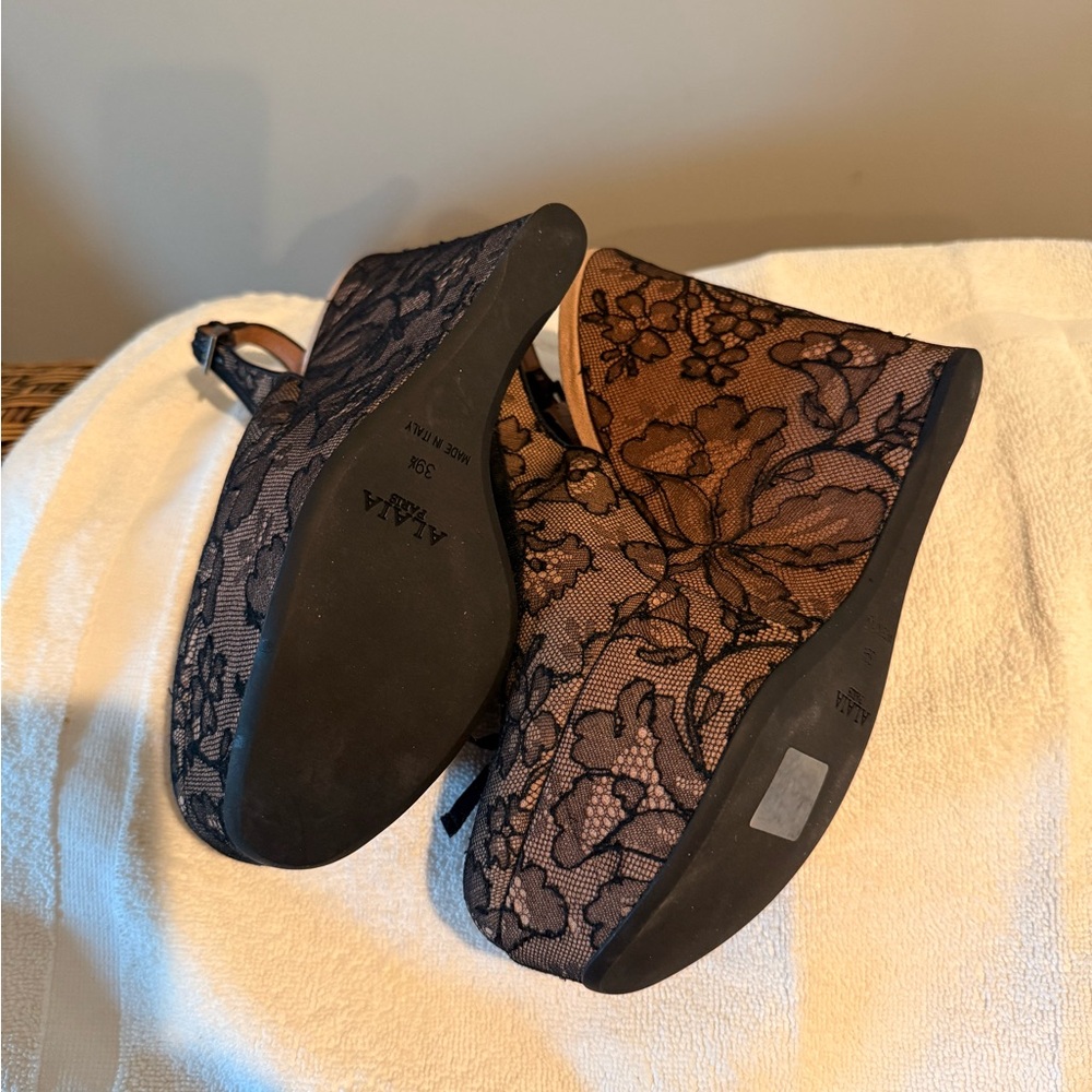Alaia Black Lace Slingback Heels - Picture 4 of 4